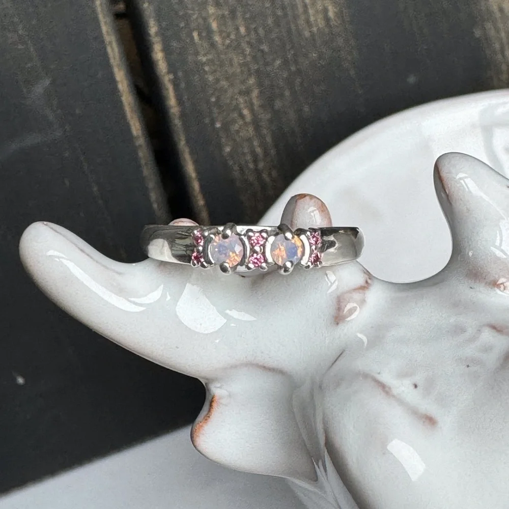 Opal & Pink CZ Ring NWOT